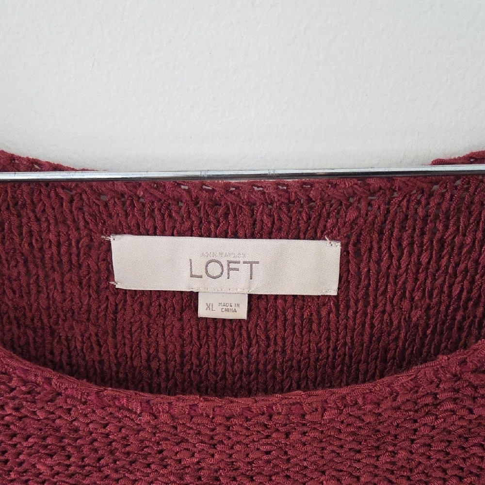 LOFT Maroon Crew Neck Sweater - Picture 2 of 7